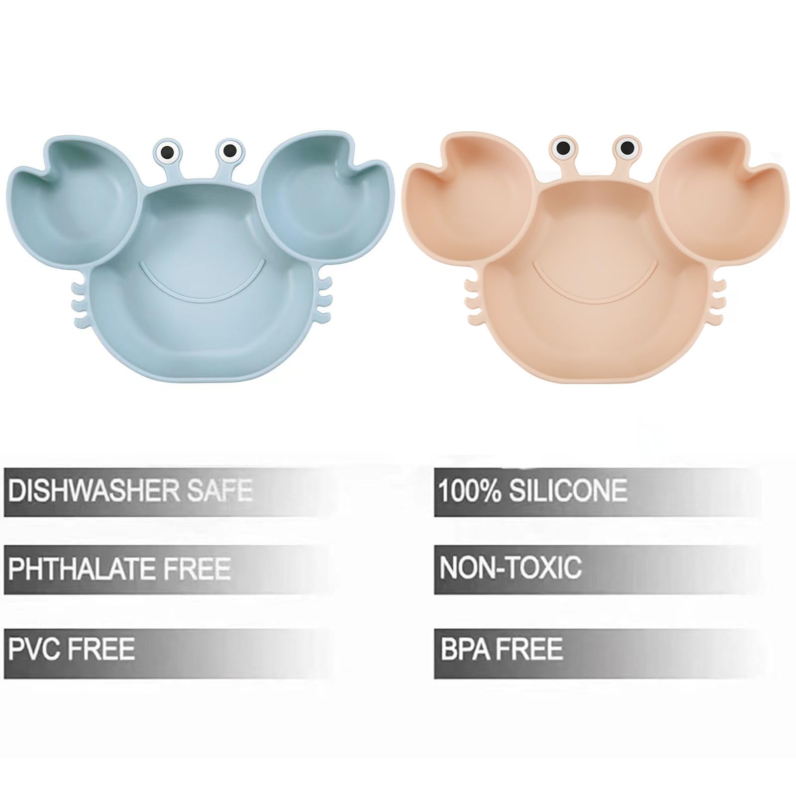 PandaEar Feeding Set Saugteller Krabbe Silikon Blau Pink Löffel