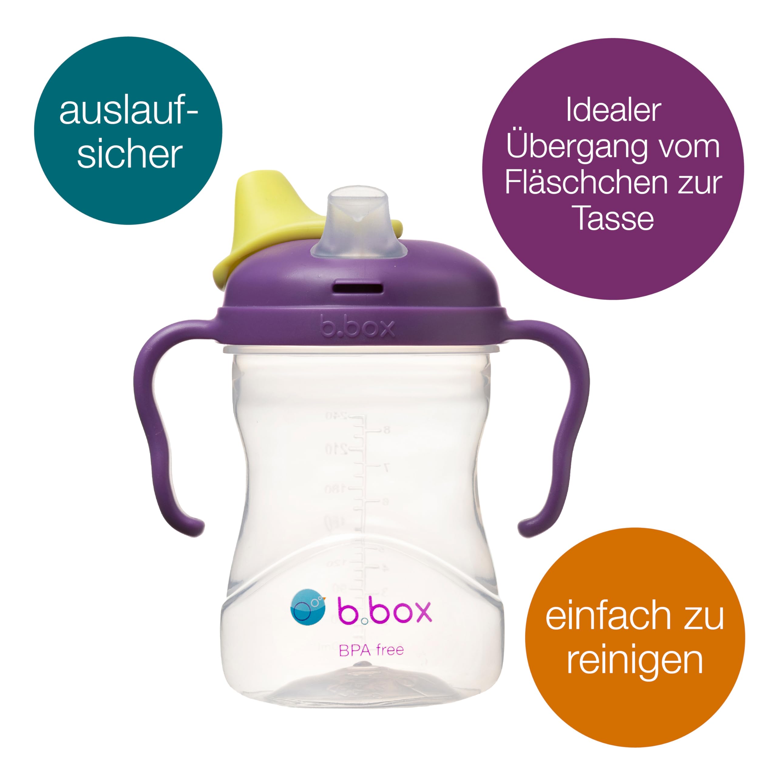 b.box Sippy Cup Schnabeltasse 240 ml auslaufsicher mit Griff
