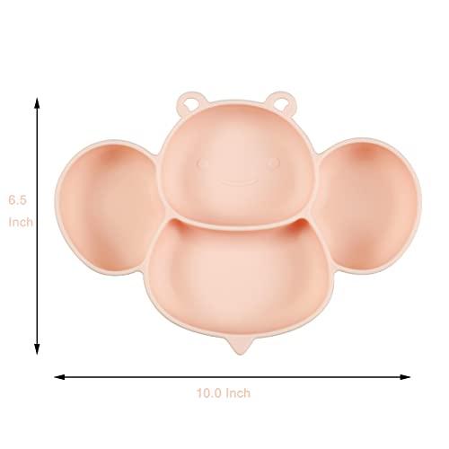 PandaEar Plates Teller Silikon Rosa mit Saugnapf