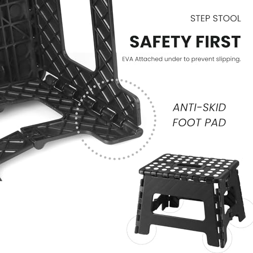 PandaEar Tritthocker Klapphocker Schwarz 19cm Rutschfest 136kg