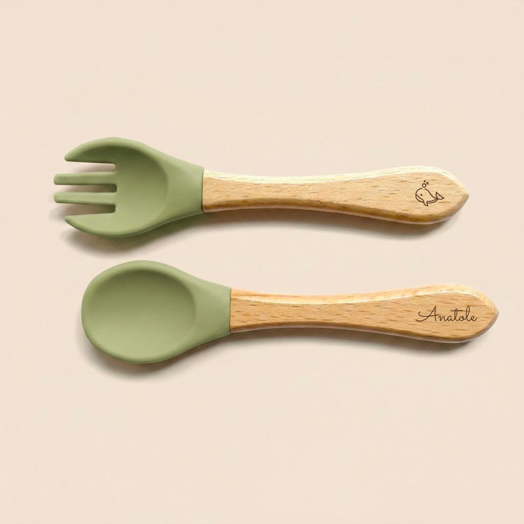 Les Petits Citrons Le Repas Hubert Babybesteck Silikon Blau