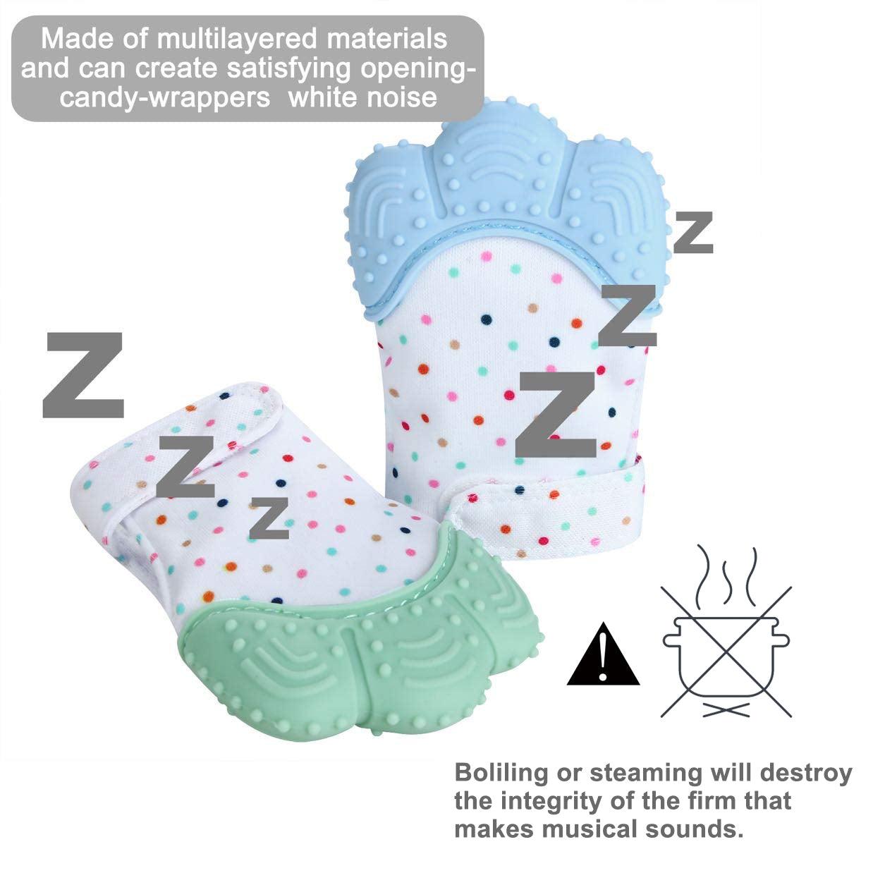 PandaEar Teethers Beißhandschuh Silikon 2er-Pack Blau & Grün