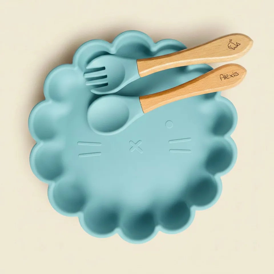 Les Petits Citrons Le Repas Gaston Löwe Teller Hellblau Saugnapf