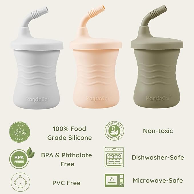 PandaEar Cup Trainingsbecher Silikon 150ml 3er Dunkelblau
