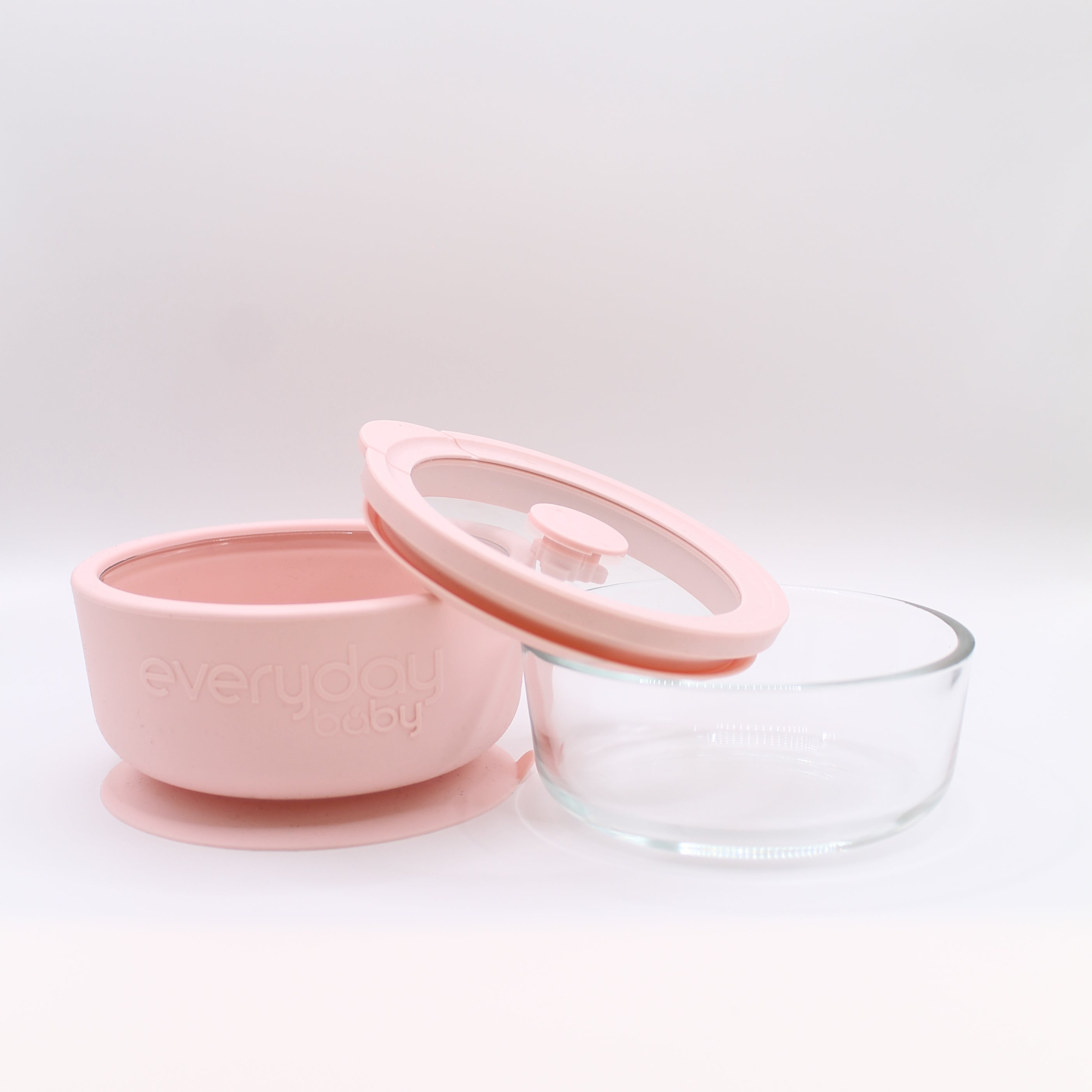 Everyday Baby Tableware Glasschale Saugnapf Deckel Rosa