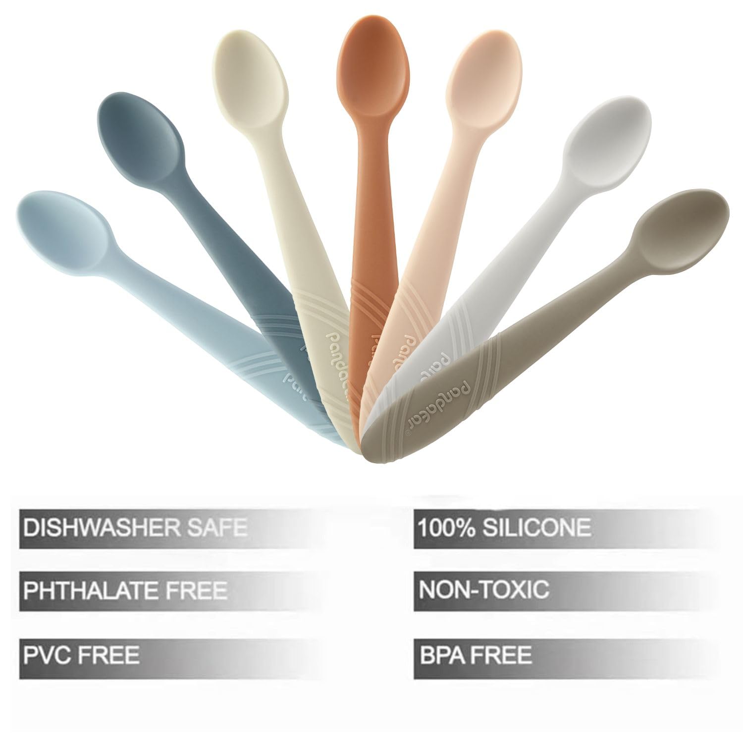 PandaEar Utensils Baby Löffel 7er-Set Silikon weich