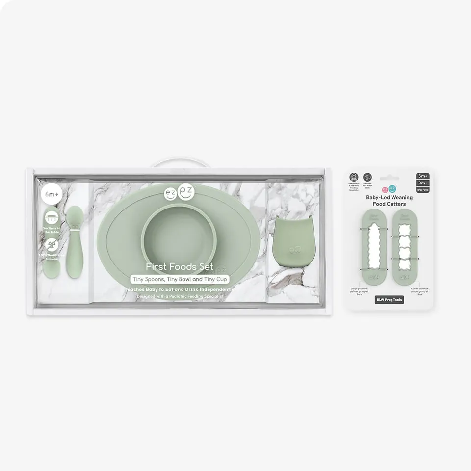 ezpz First Foods Set + BLW Cutters Bundle Sage