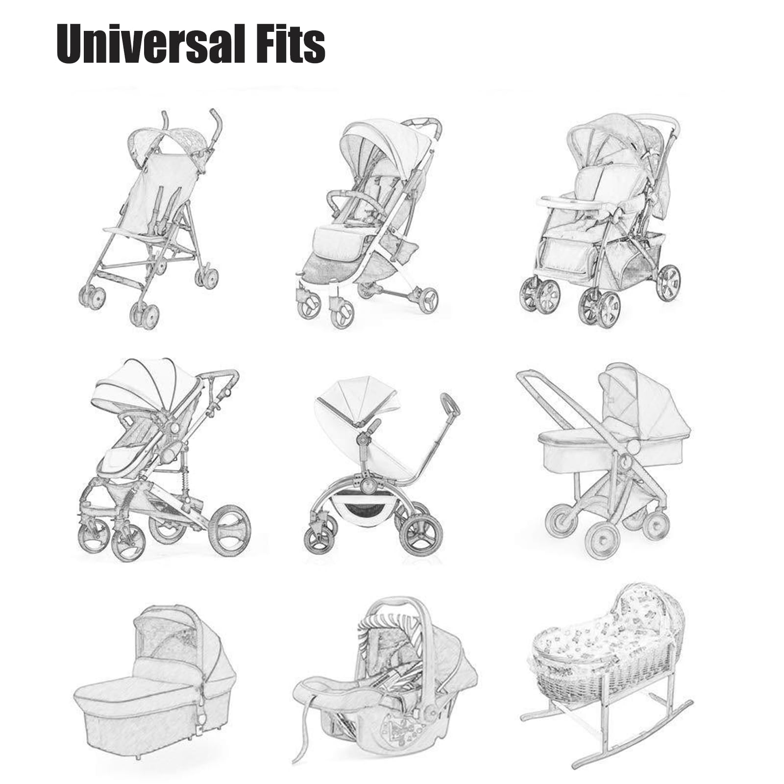 PandaEar Moskitonetz Kinderwagen Schwarz 2er-Set