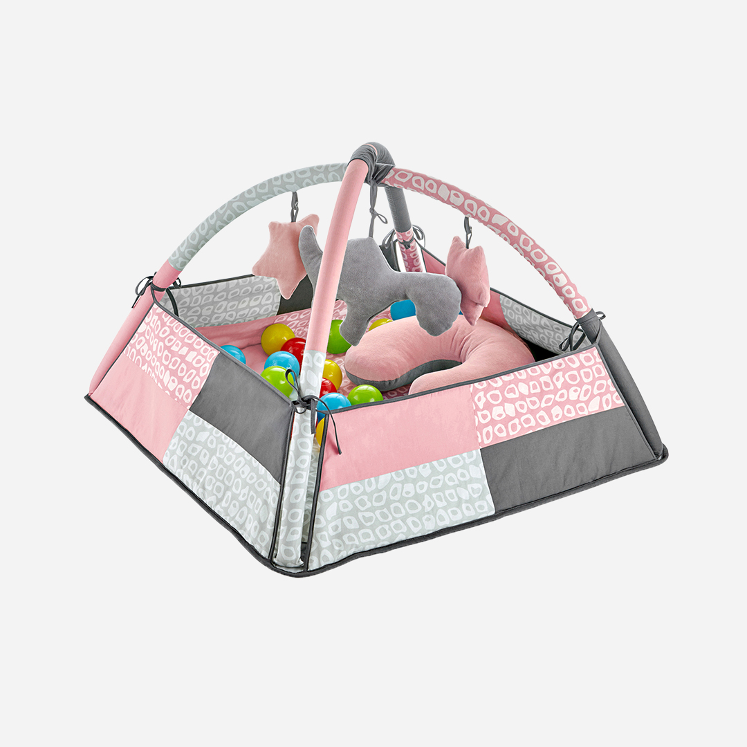 BabyJem Oyuncak Spielteppich 140 cm Baumwolle altrosa 2in1 Sack