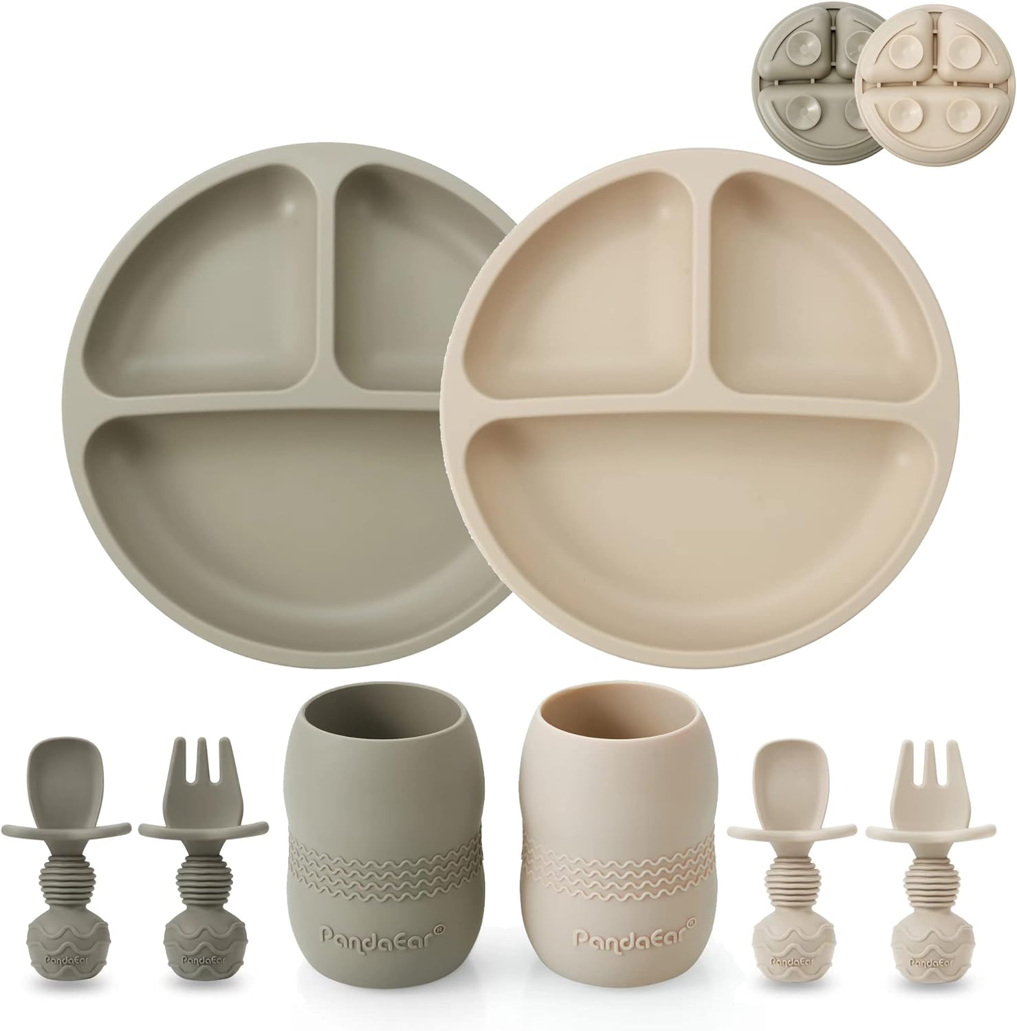 PandaEar Feeding Set Silikon 6-teilig mit Saugnapf