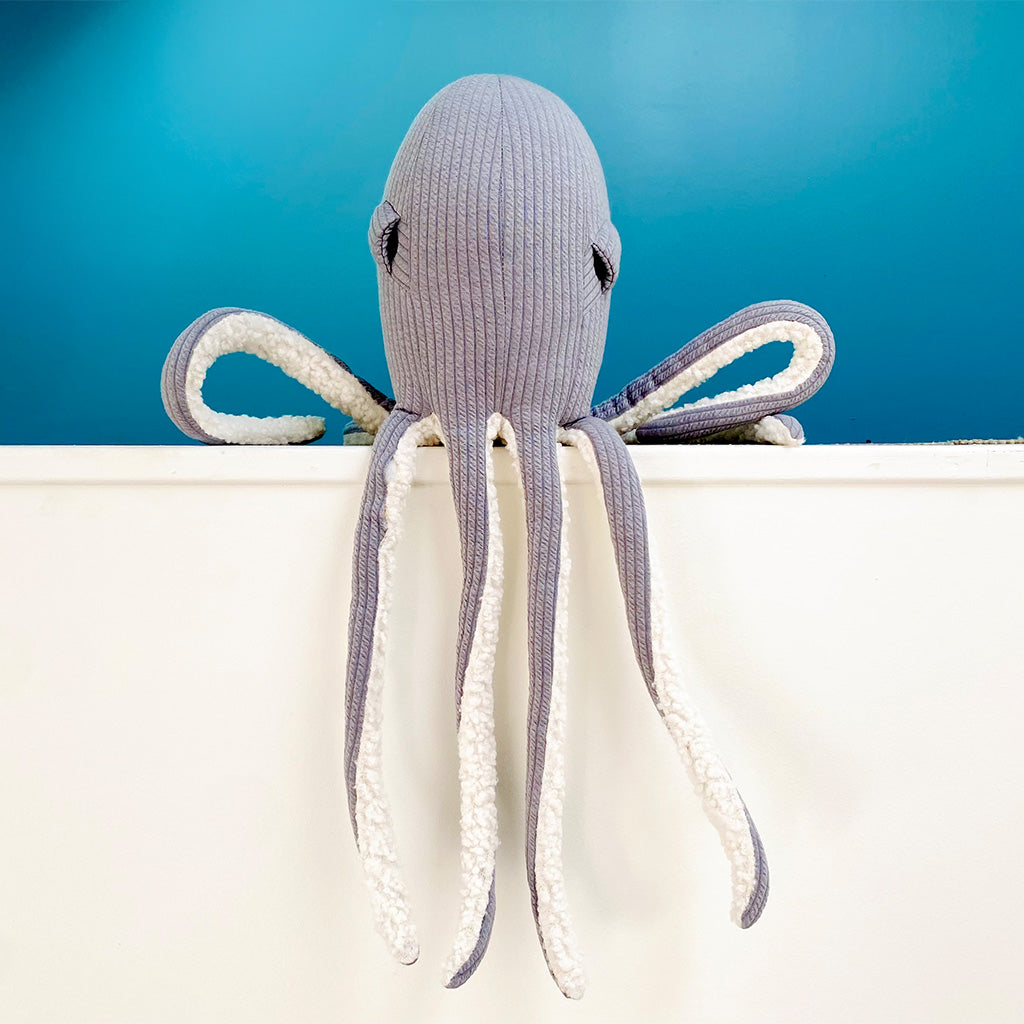 Les Petits Citrons Le Jeu Marius Octopus Plüsch Blau Groß 85 cm