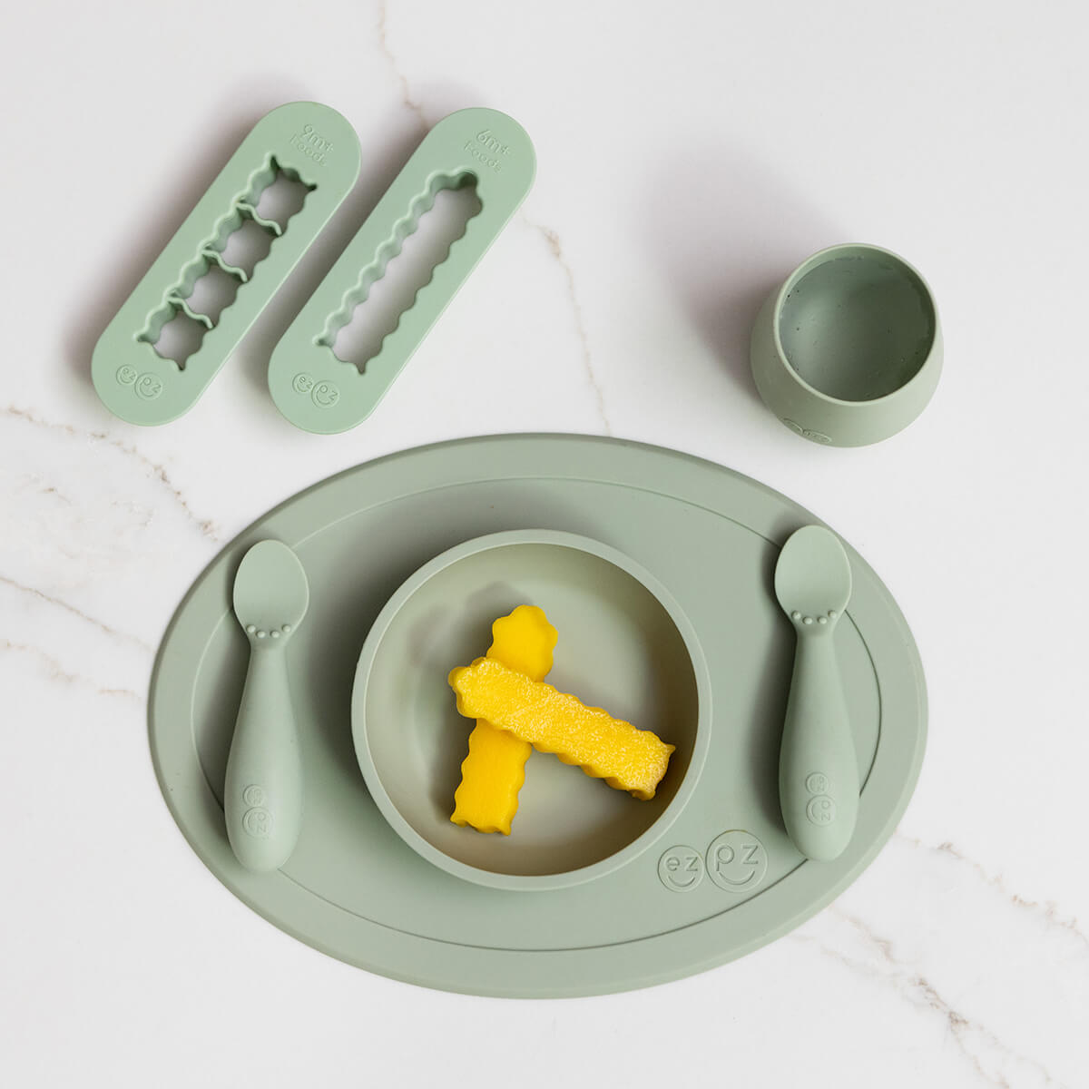 ezpz First Foods Set + BLW Cutters Bundle Sage